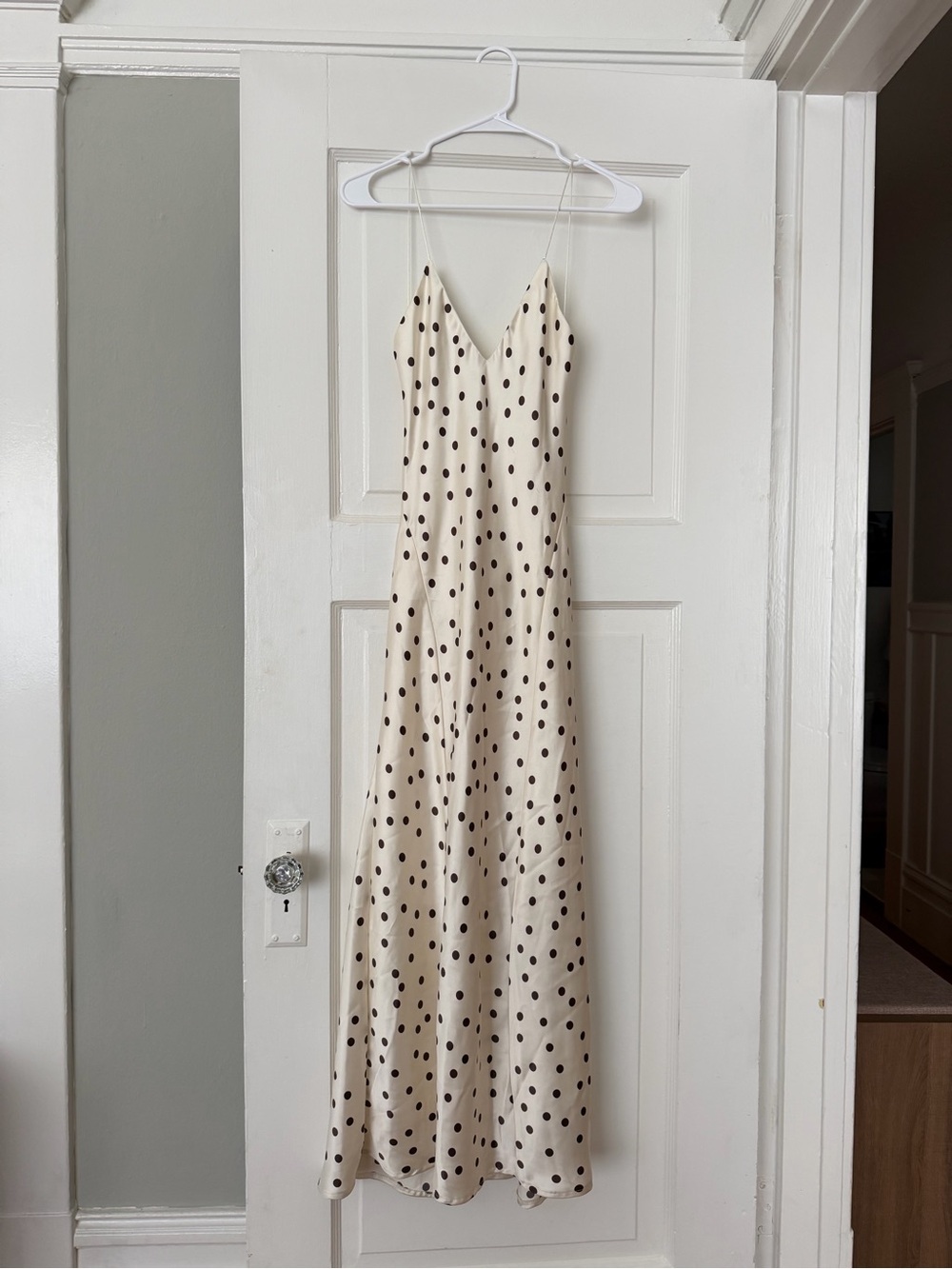 Zara Cream Maxi Slip Dress - Polka Dots